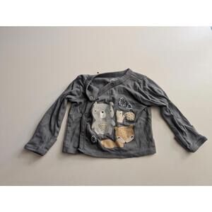 Wonder Nation Woodland Animal Snap-Front Long Sleeve Shirt – Size 0–3 Months